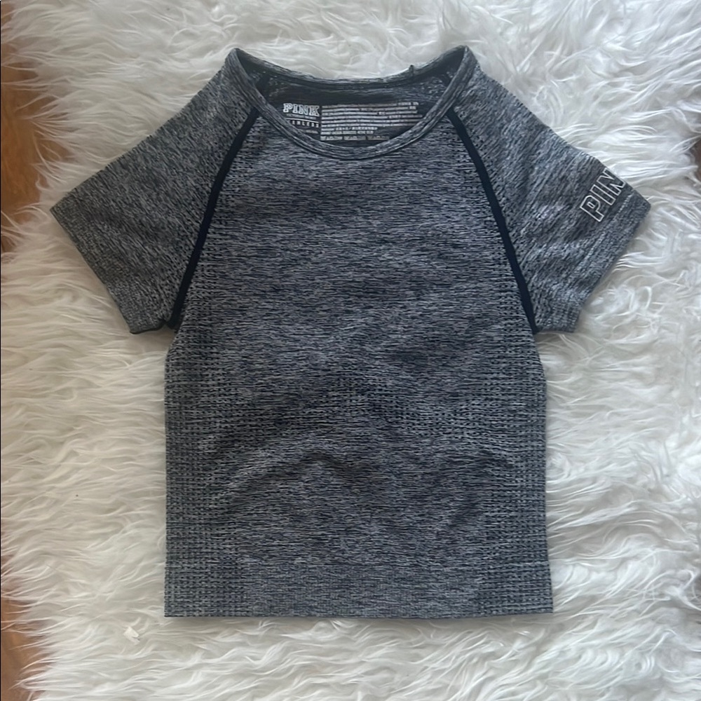 Victoria's Secret PINK Gray Short Sleeve Workout Top